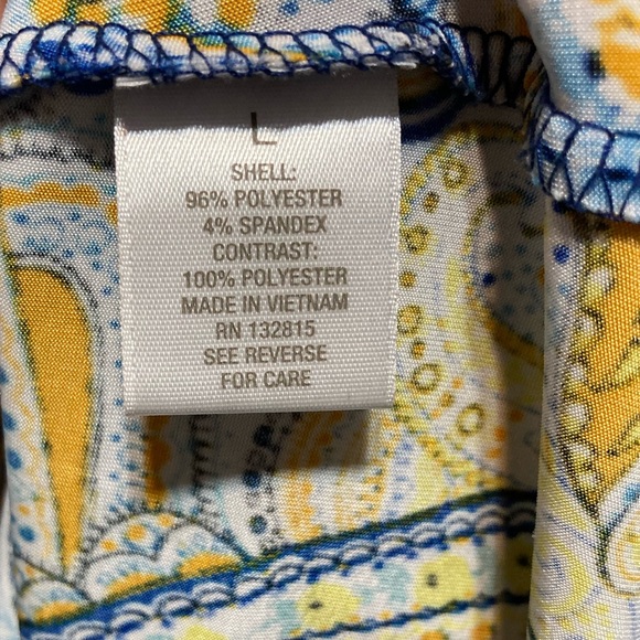 EUC Roz & Ali Large Sheer Ruffle Overlay Tank Paisley Floral 11105 - Picture 7 of 9